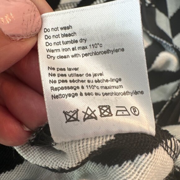 NWT Spanner Wide Leg Trouser Black White Chevron Zebra Palazzo Pant L Career Cit - Picture 9 of 9